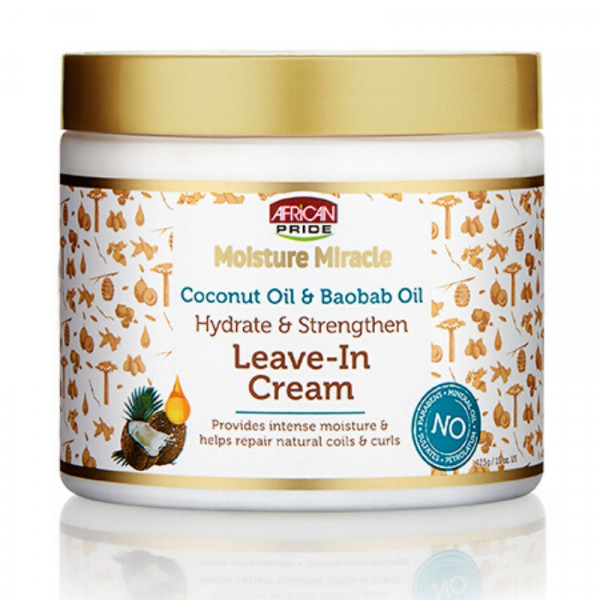 African Pride Moisture Miracle Coconut Oil & Baobab Oil Hydrate & Strenghten Leave-in- Cream